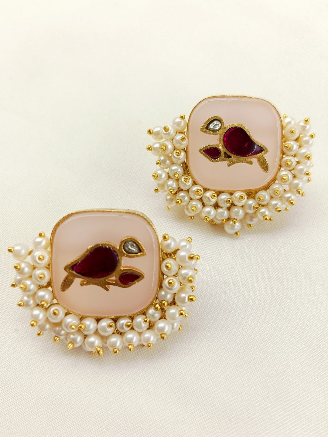  Dayita Baby Pink Boutique Tops - Stylish Bird Motifs