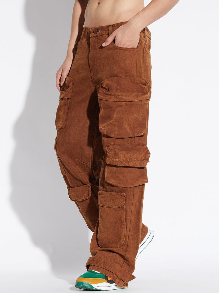 Brown Super Baggy Cargo Denim