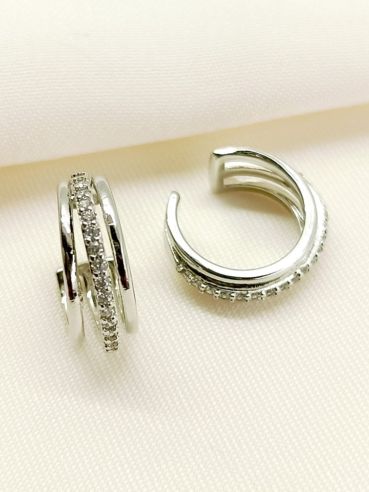 Aadanya White American Diamond Earcuff - qivii