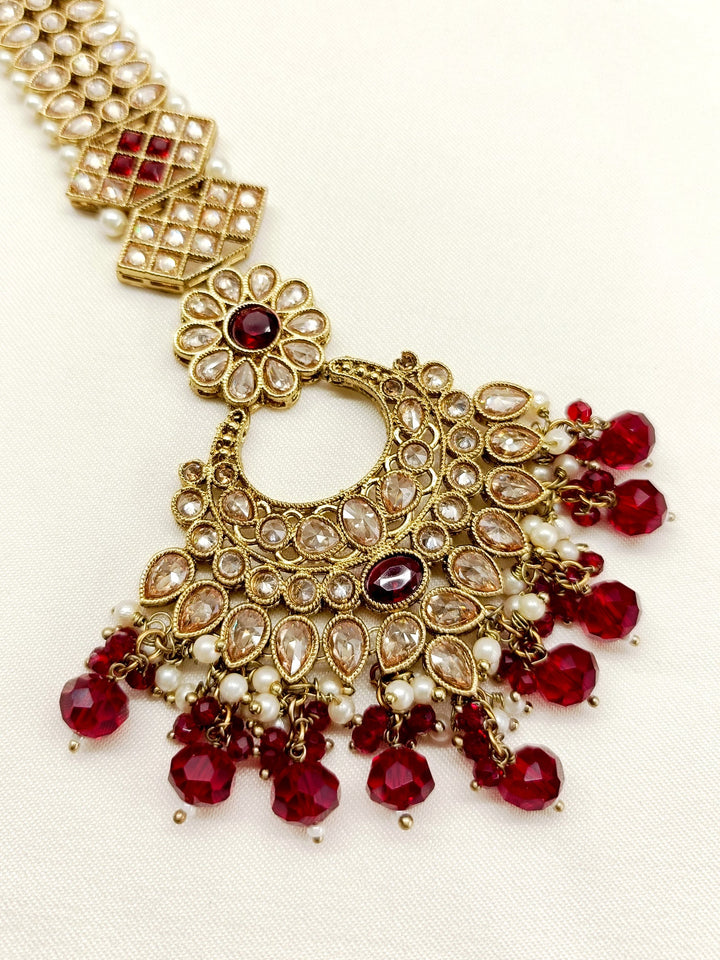 Rukmadhi Maroon Braid Accessories In Polki - qivii