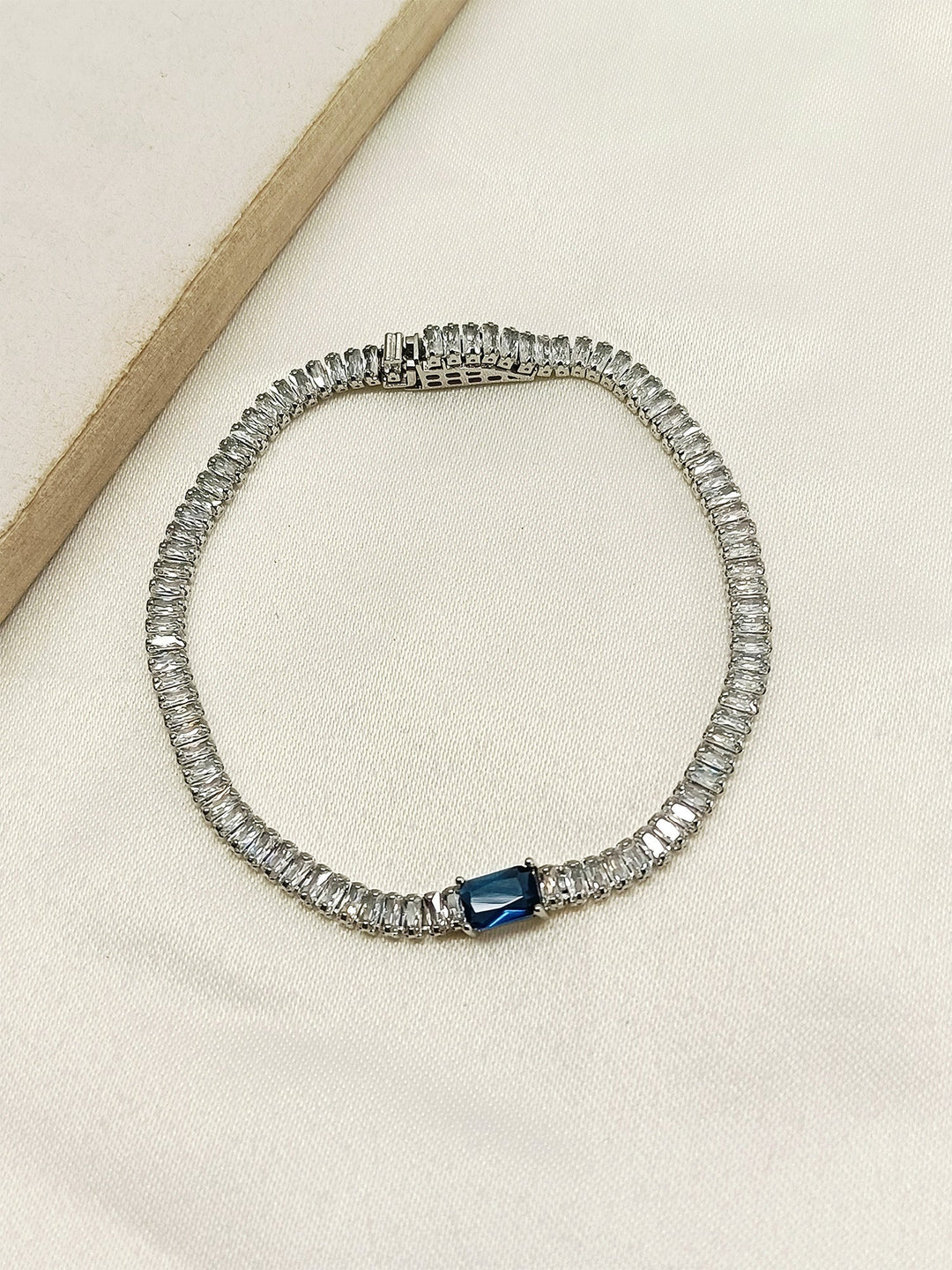 Nagozi Blue Sapphire American Diamond Bracelet - qivii