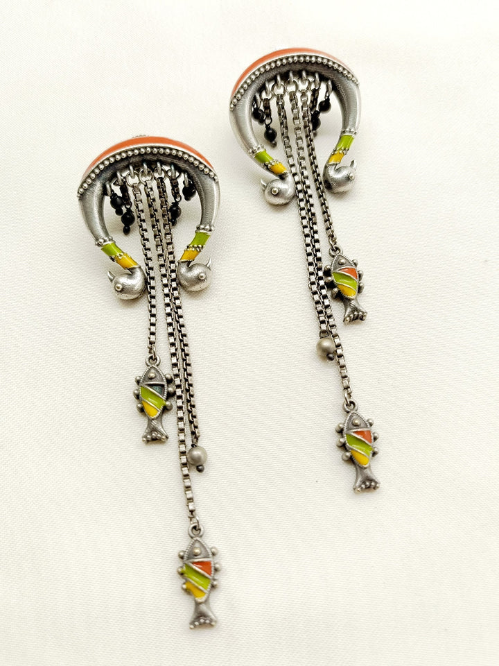 Anfisa Multi Colour German Silver Oxidized Earrings - qivii