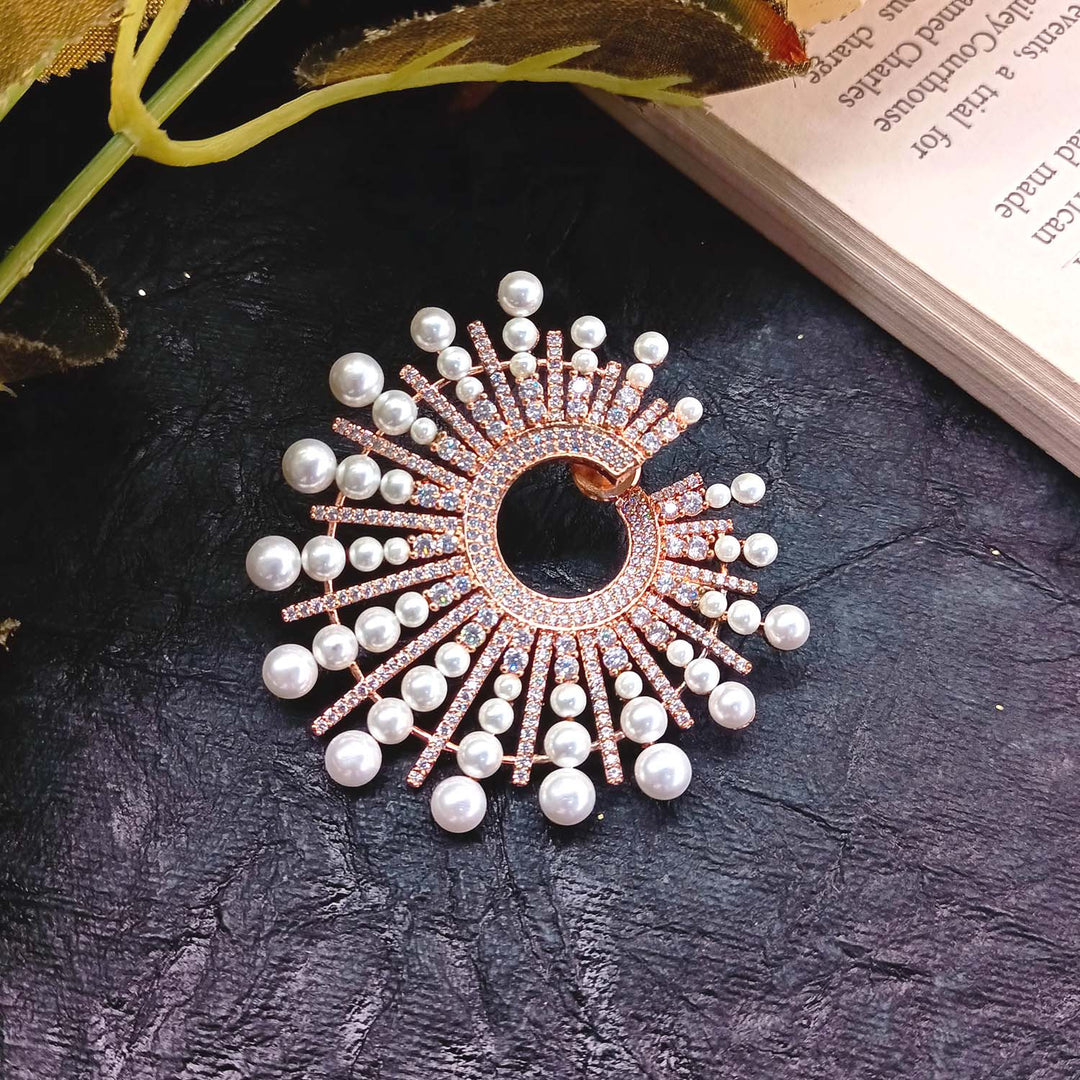 Pari American Diamond Rose Plated Pearl Tops - Elegant and stylish women's earrings