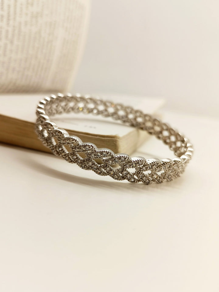 Shreyanvi Spiral American Diamond Bangle - qivii