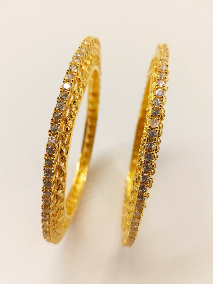 Medhul White American Diamond Bangles - qivii
