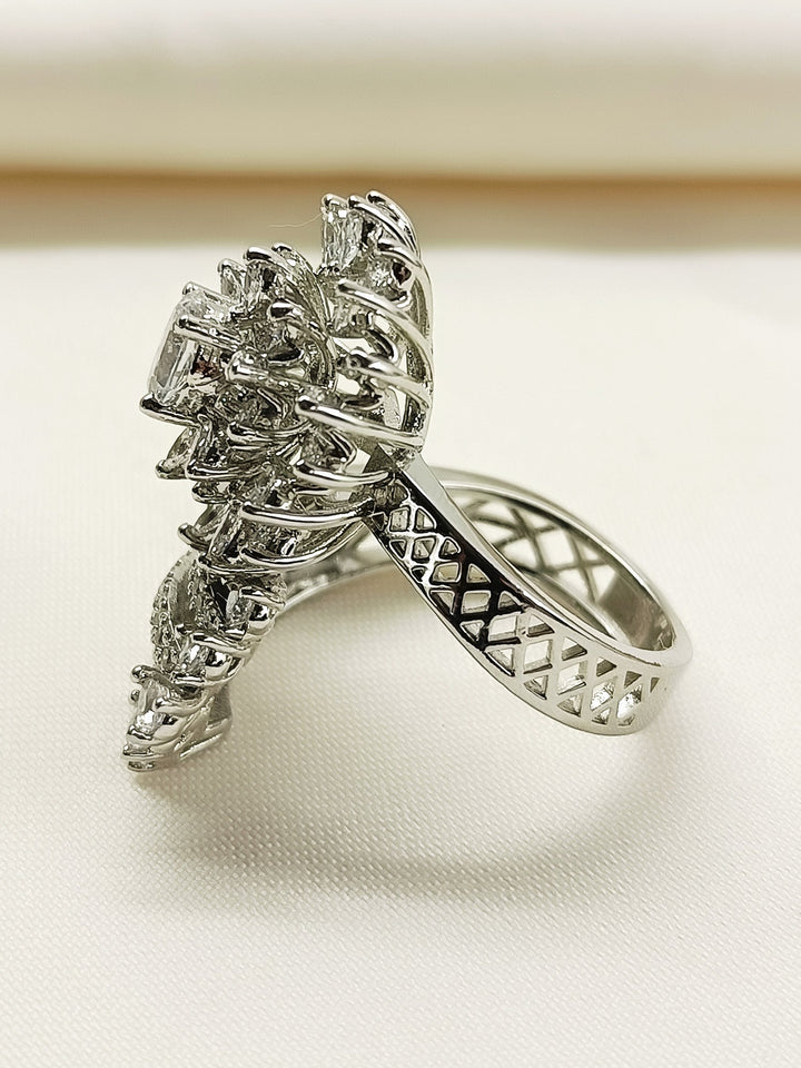 Wilma 92.5 Silver American Diamond Finger Ring - qivii