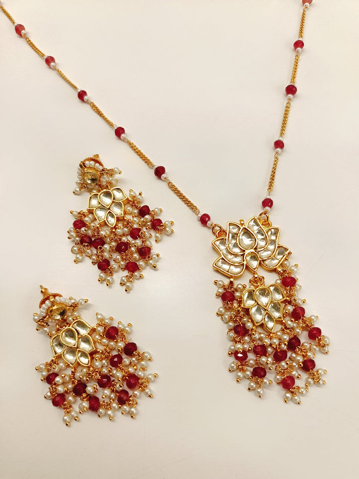 Prisa Ruby Kundan Pendant Set - qivii