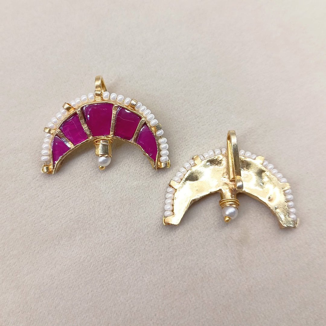 Parmeet Big Ruby Gold Plated Kundan Ear Cuff  [ Price is for Pair ] - qivii