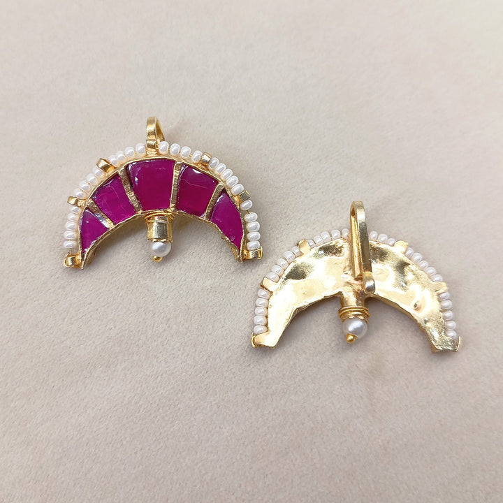 Parmeet Big Ruby Gold Plated Kundan Ear Cuff  [ Price is for Pair ] - qivii