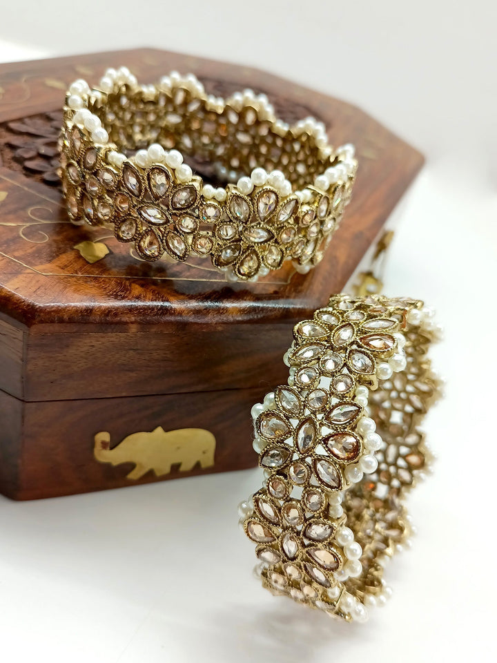 Denise Copper Polki Bangles - qivii