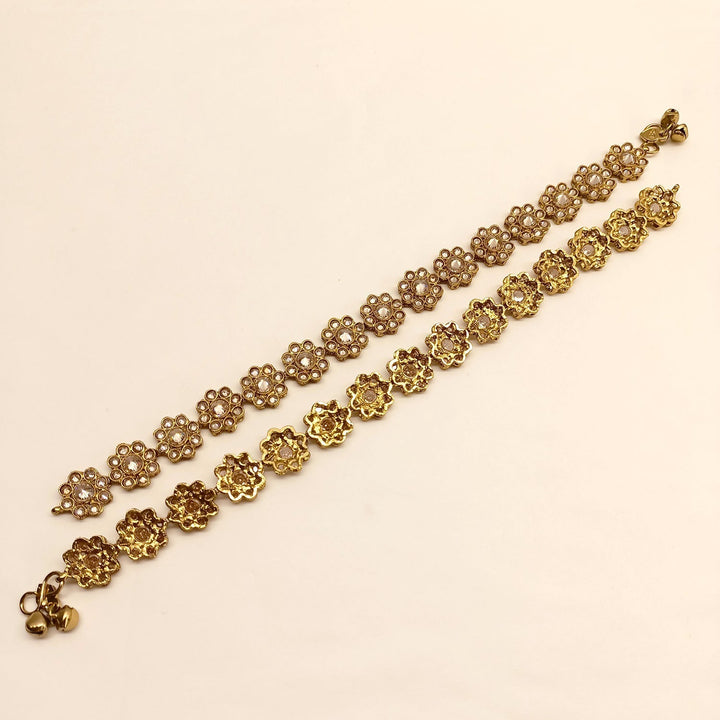 Umaa Copper Polki Floral Payal /Anklet - qivii