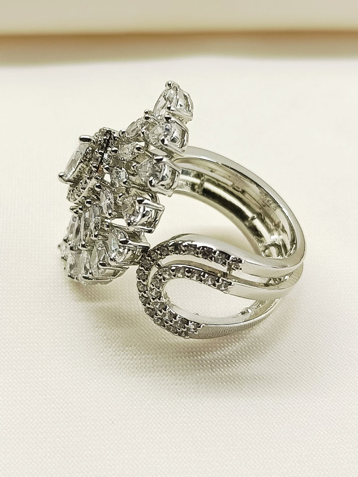 Selena 92.5 Silver American Diamond Finger Ring - qivii