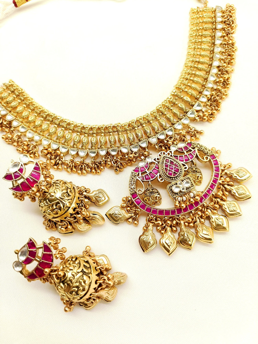 Eiravati Ruby Kundan Necklace Set - qivii