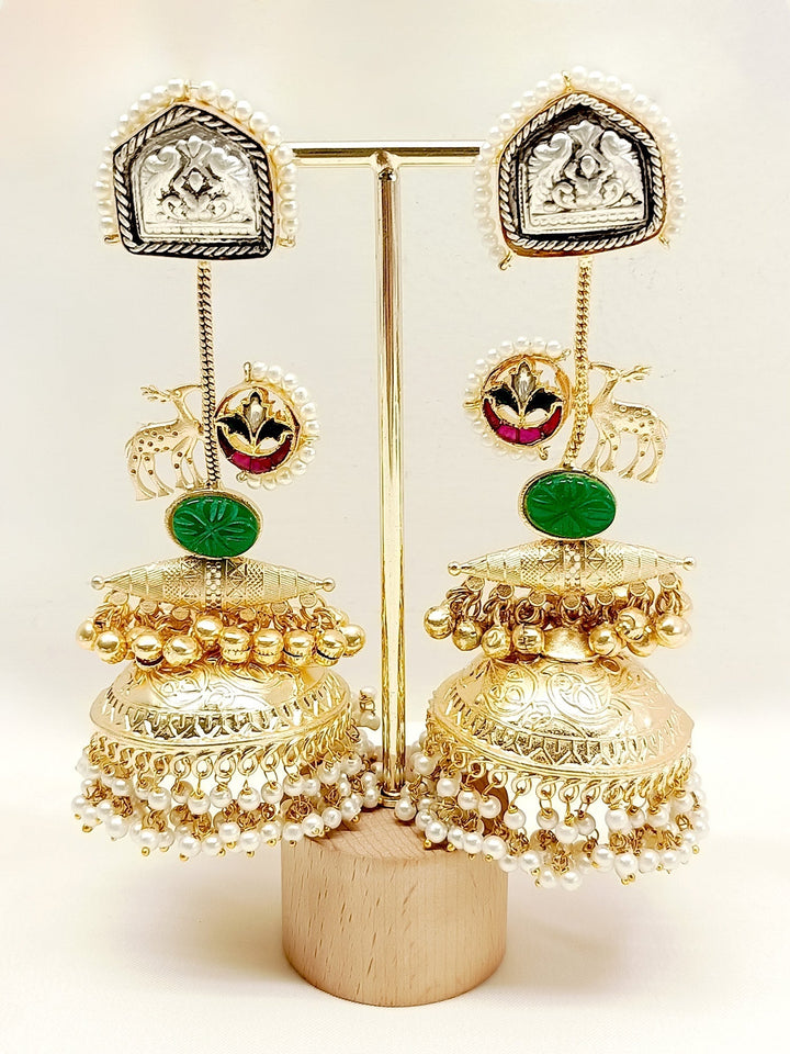  Elevate your style with the timeless elegance of Riffat Multi Colour Boutique Jhumki