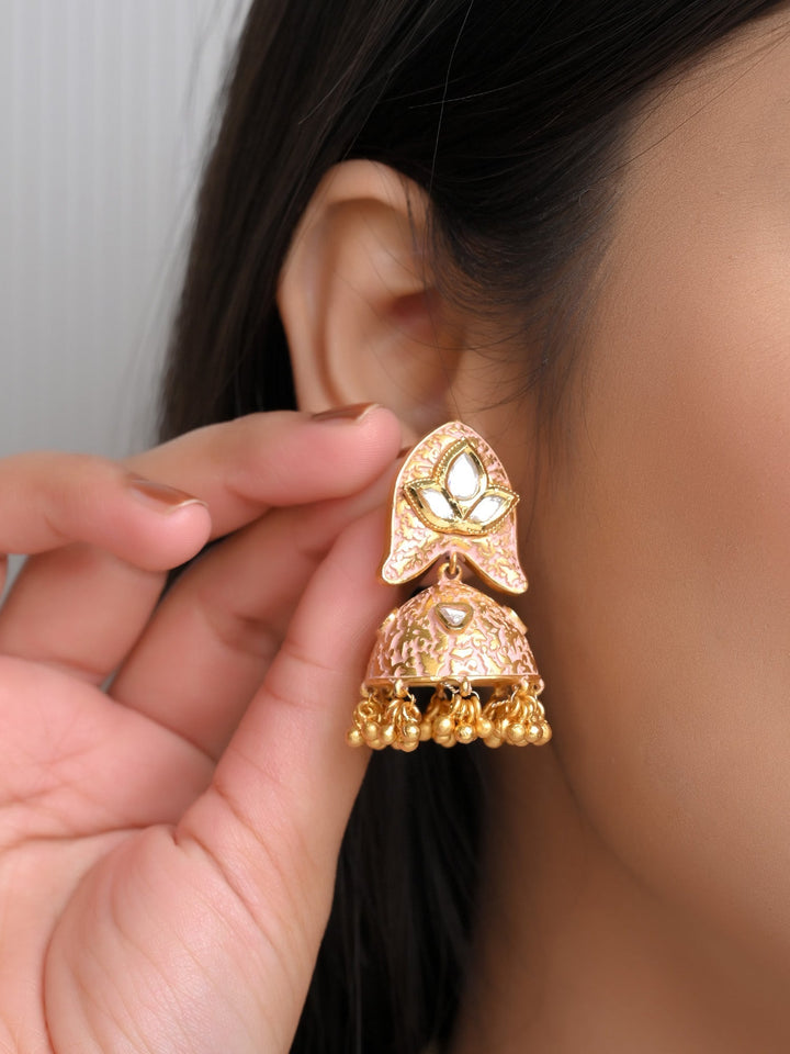  Gold Plated Brass Metal Pendant Set with Kundan, Stones, and Pearls 