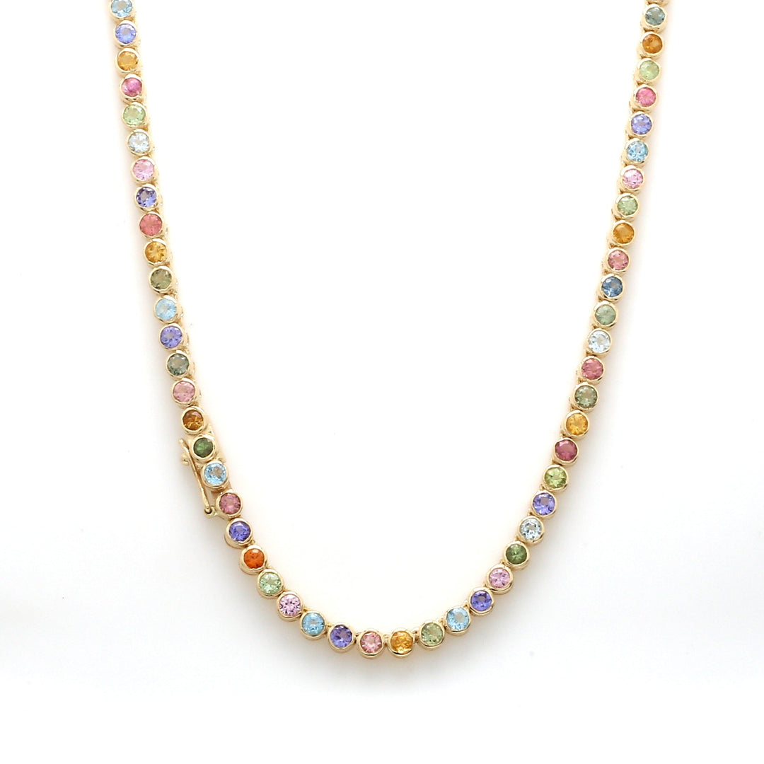 Rainbow Pastel Colors Tennis Necklace - qivii