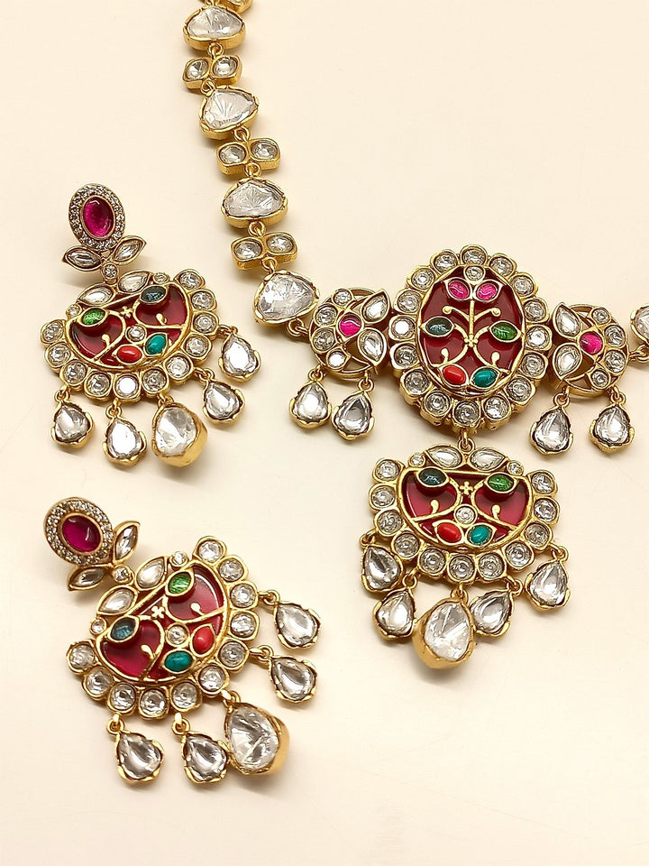 Handmade Aura Multi Colour Boutique Choker Set with intricate beading and vibrant hues