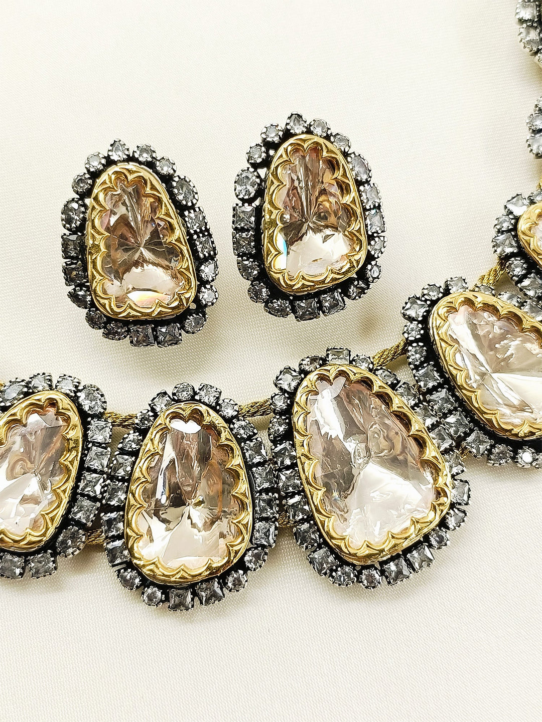 Nabila 92.5 Silver Moissonite Necklace Set - qivii