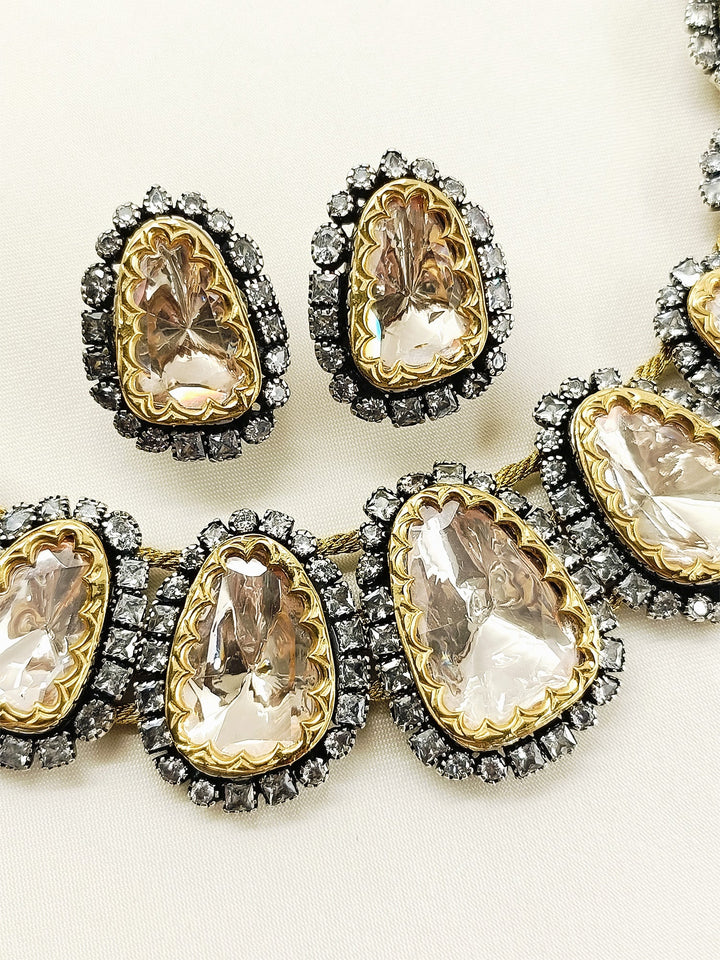 Nabila 92.5 Silver Moissonite Necklace Set - qivii