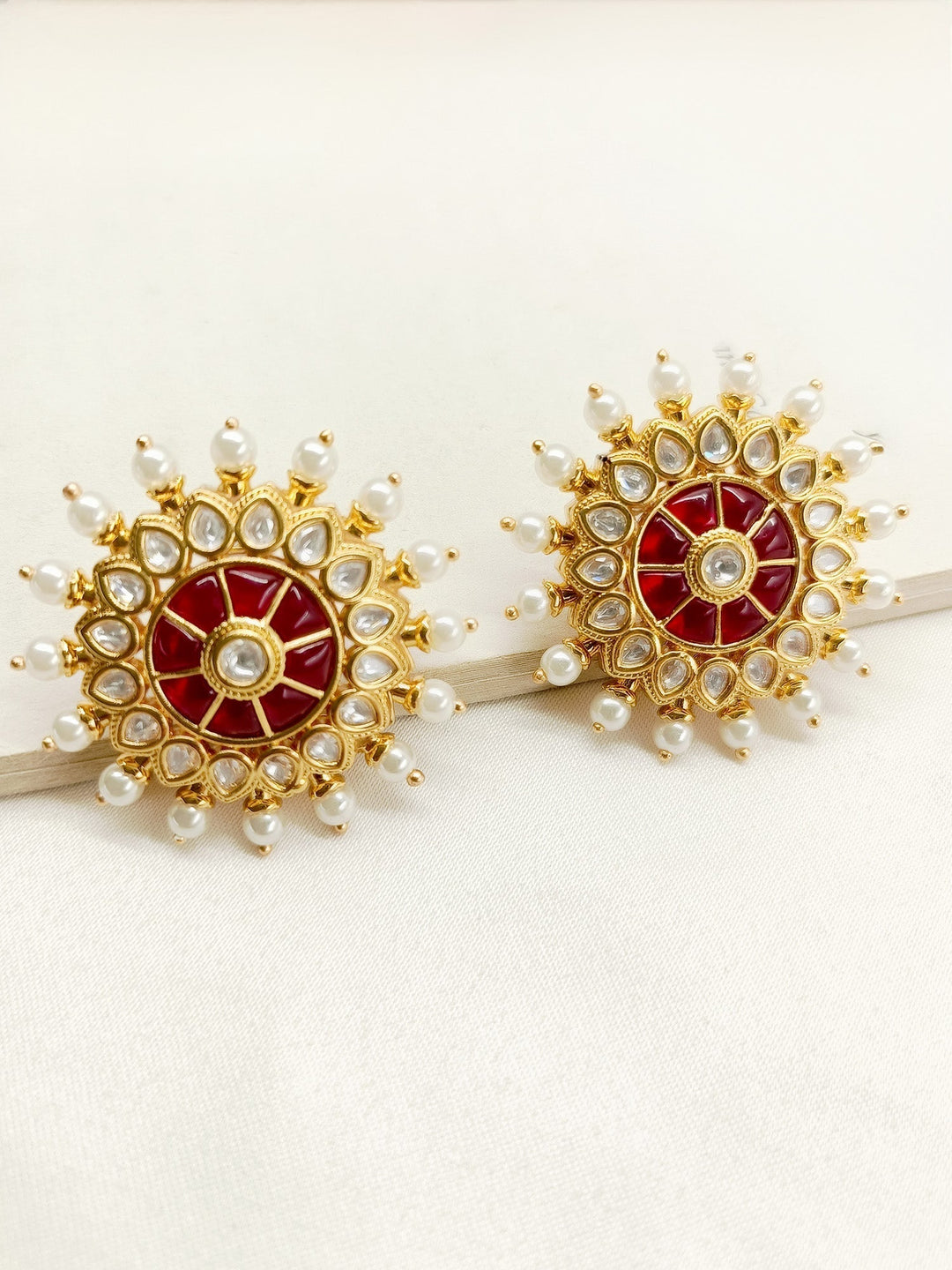 Kavita Maroon Gold Plated Kundan Tops - qivii