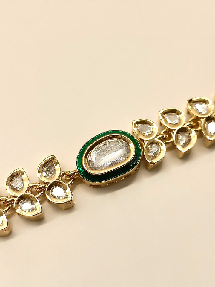 Carolina Delicate Green Kundan Bracelet - qivii