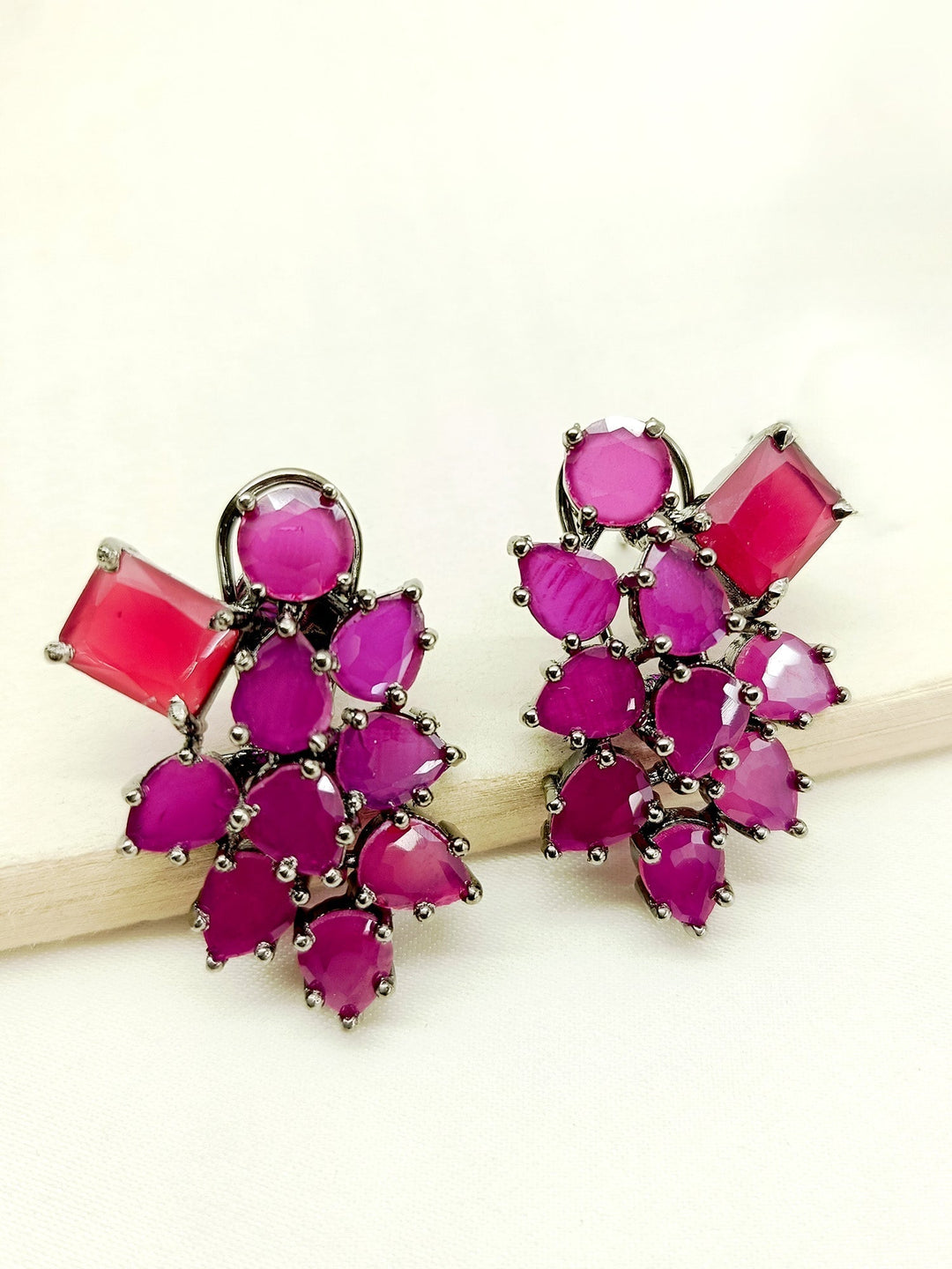 Anjuri Ruby Victorian Tops crafted from rhodium plated brass metal with stunning ruby stones for an elegant and sophisticated look