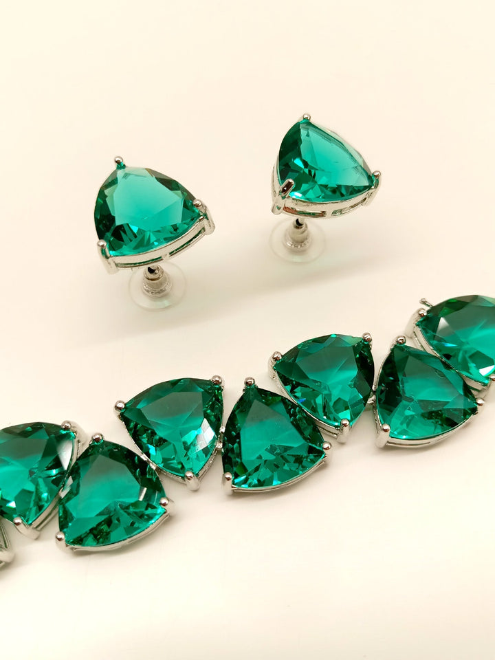 Prakriti Turquoise American Diamond Set - Elegant jewelry with turquoise stones and sparkling American diamonds