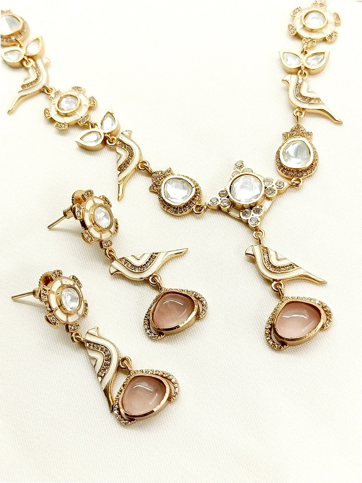 Anushri White Kundan Set - qivii