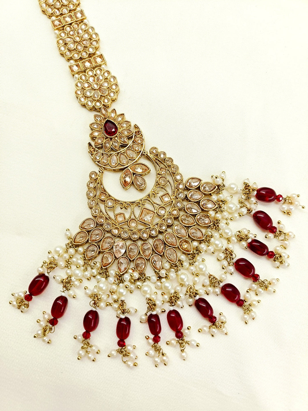 Mayavati Maroon Braid Accessories In Polki - qivii