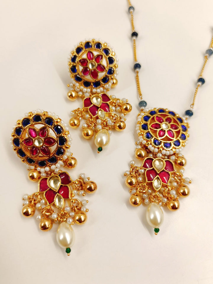 Jhanak B & P Kundan Pendant Set - qivii