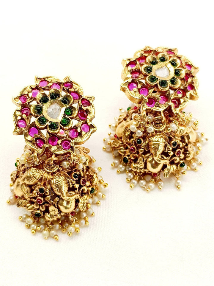  Zarina R & G Temple Antique Jhumki for a touch of elegance