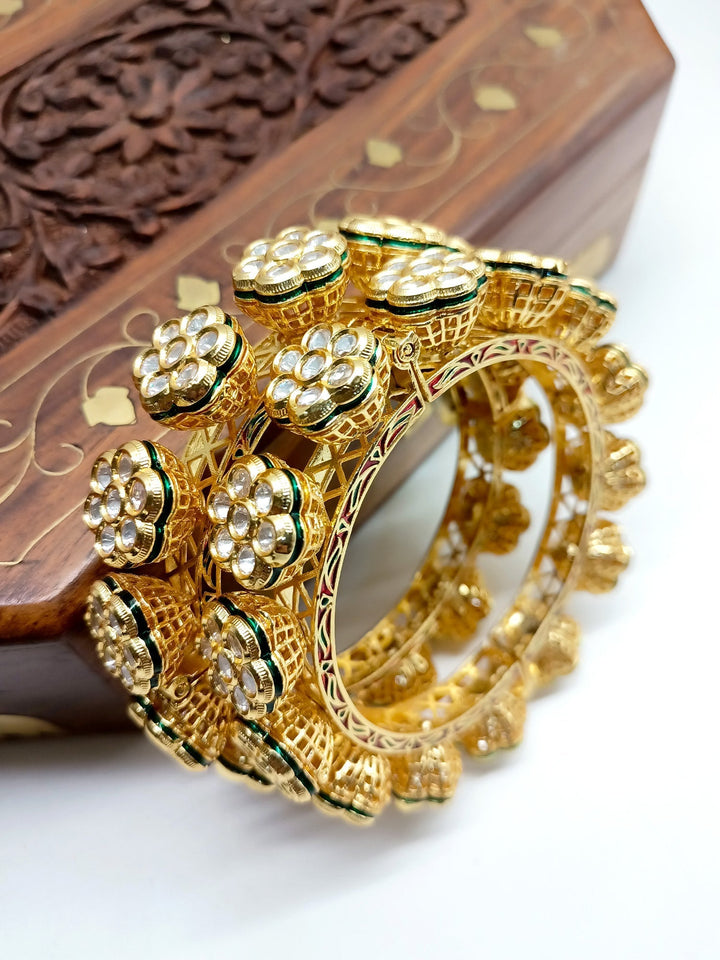 Sumitra White Kundan Kada Set Of 2 - qivii