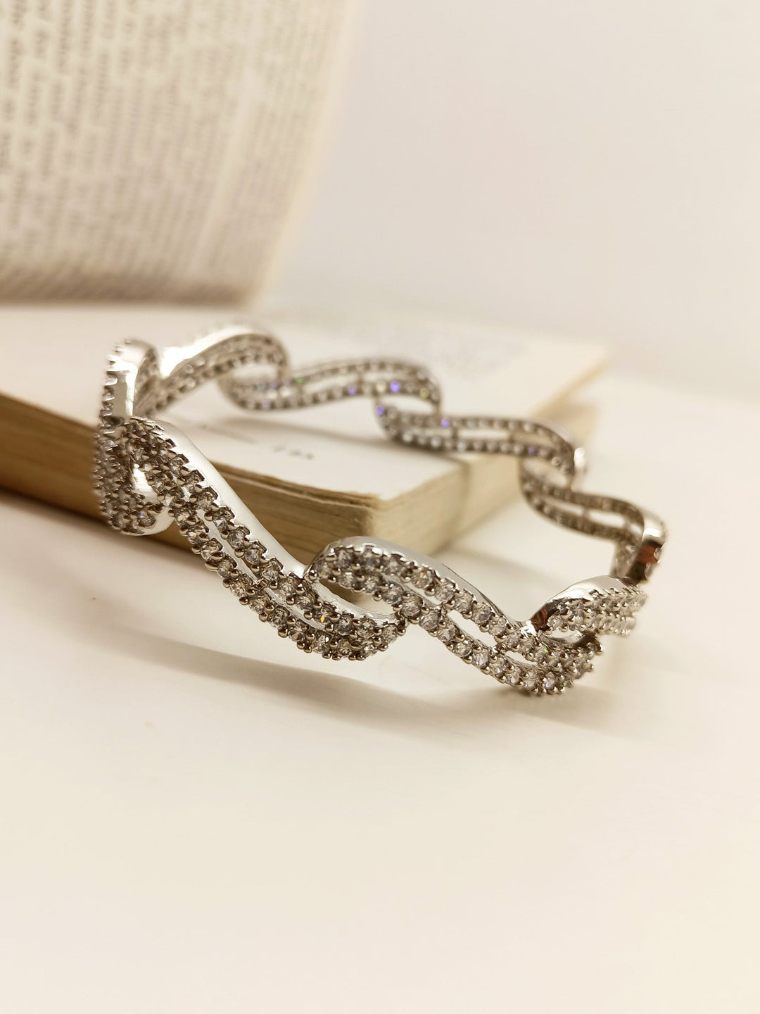 Pranati Spiral American Diamond Bangle - qivii