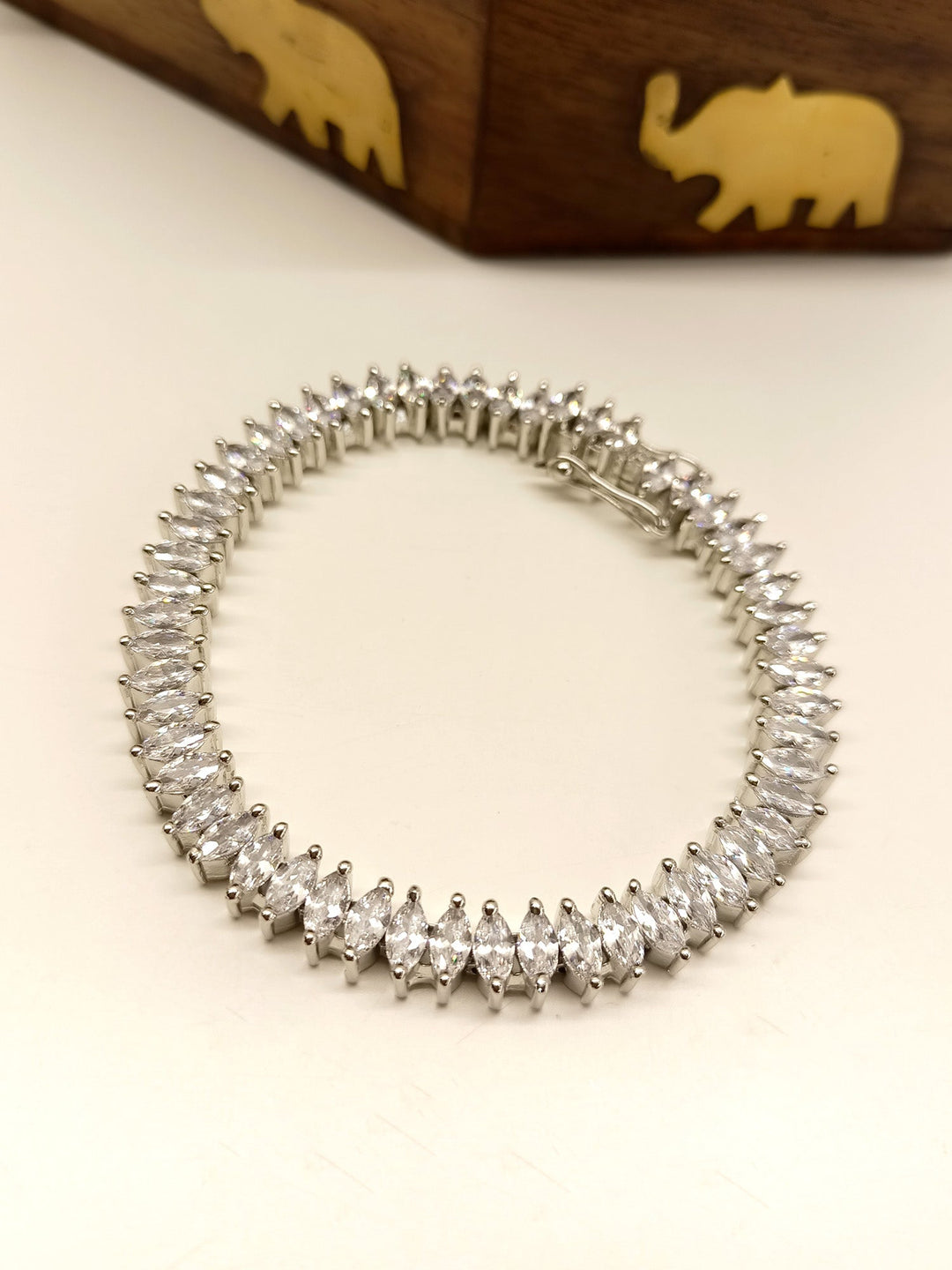 Meghna White American Diamond Bracelet - qivii