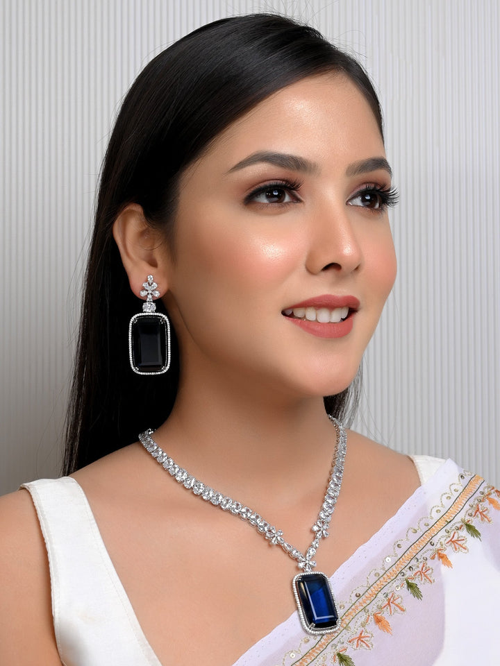 Ileana Blue Sapphire American Diamond Set - Elegant jewelry for special occasions