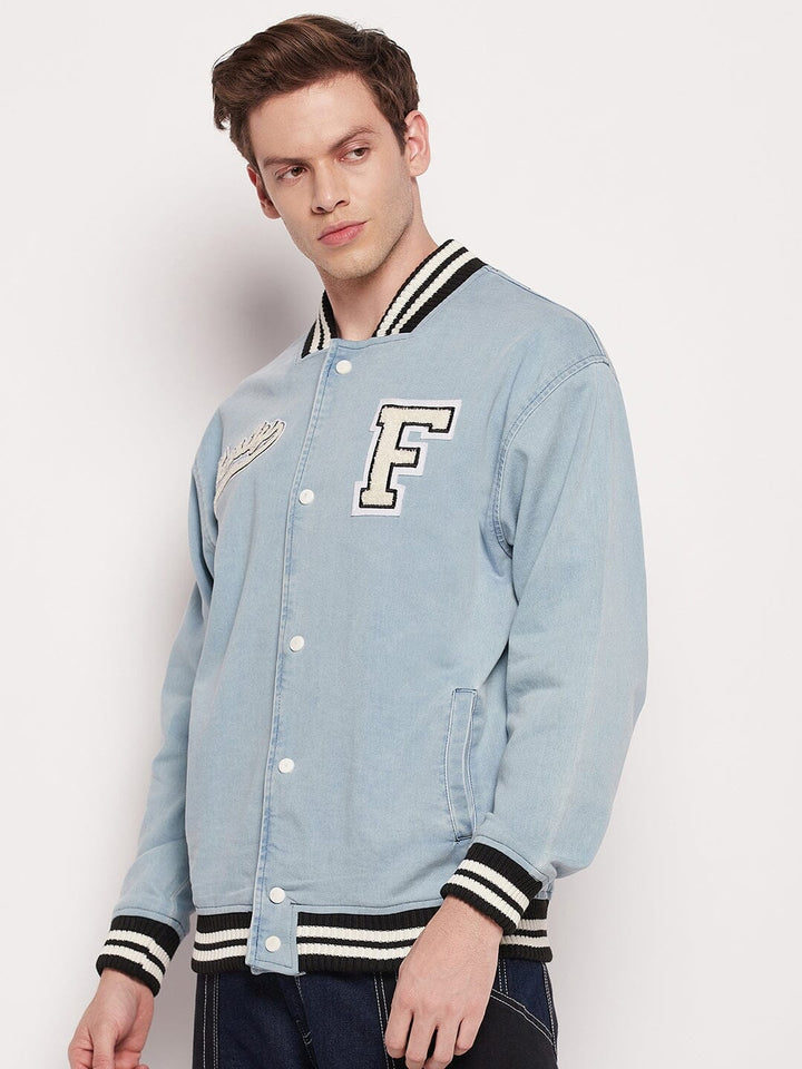 Blue Denim Varsity Jacket