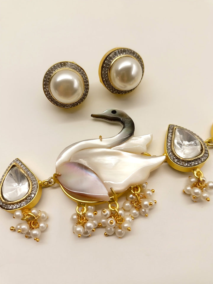 Stylish Boutique Choker Set with Kundan, American Diamond, and Pearl Accents