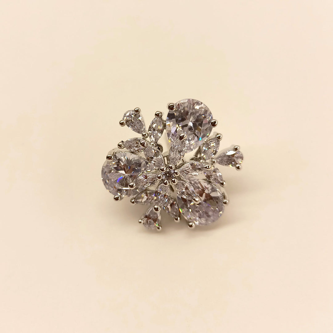  Fashionable silver plated brass metal tops with American Diamond studs and semi precious aqua stone