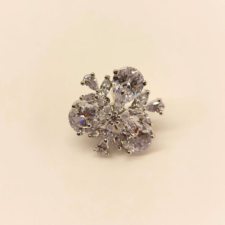  Fashionable silver plated brass metal tops with American Diamond studs and semi precious aqua stone