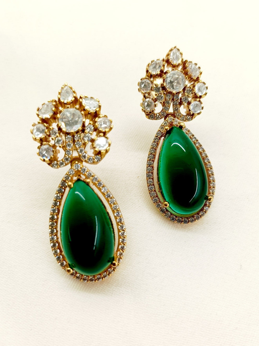  Luxurious and Sophisticated Expertly Crafted Green American Diamond Earrings