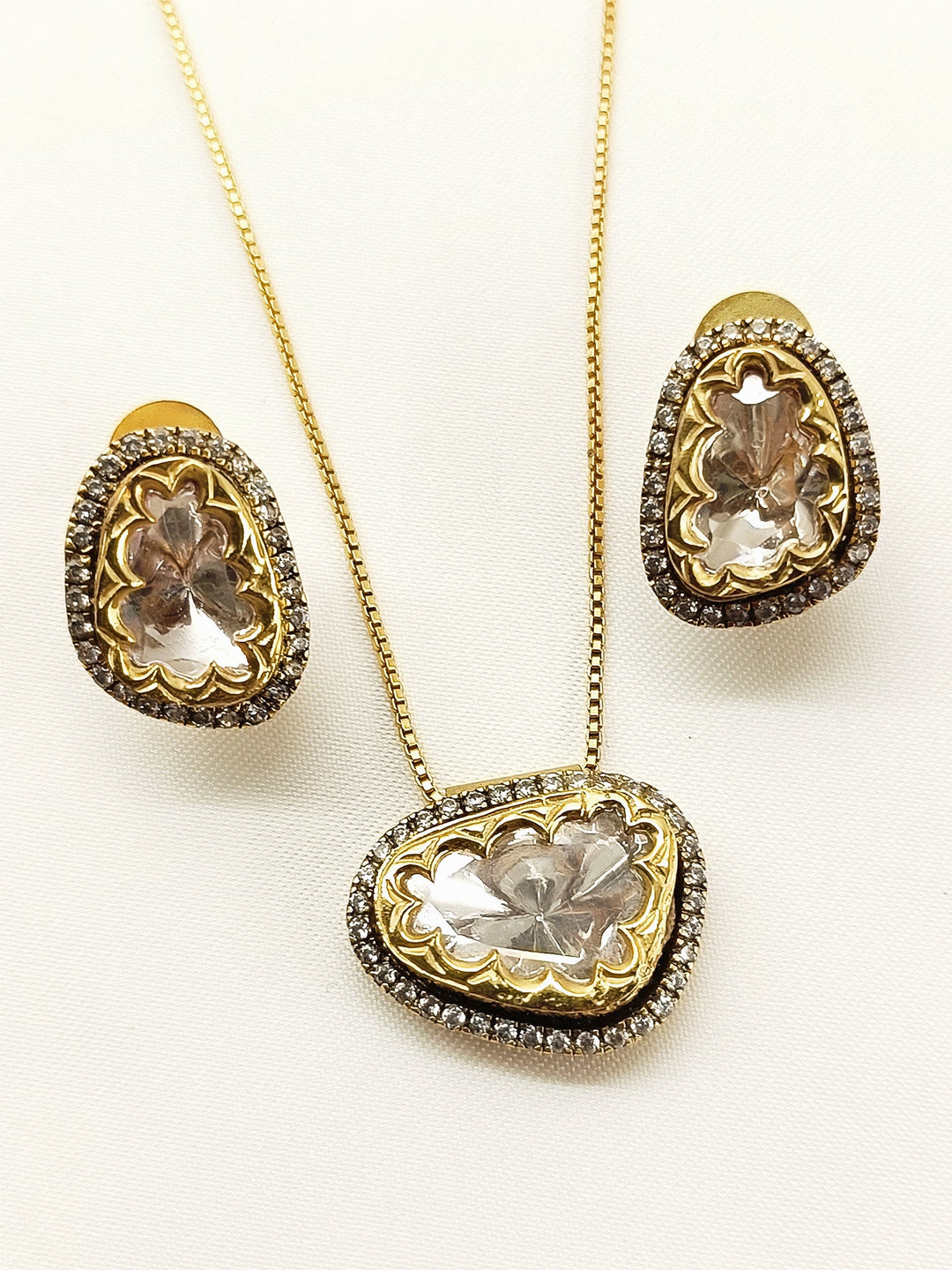 Delja 92.5 Silver Moissonite Pendant Set - qivii