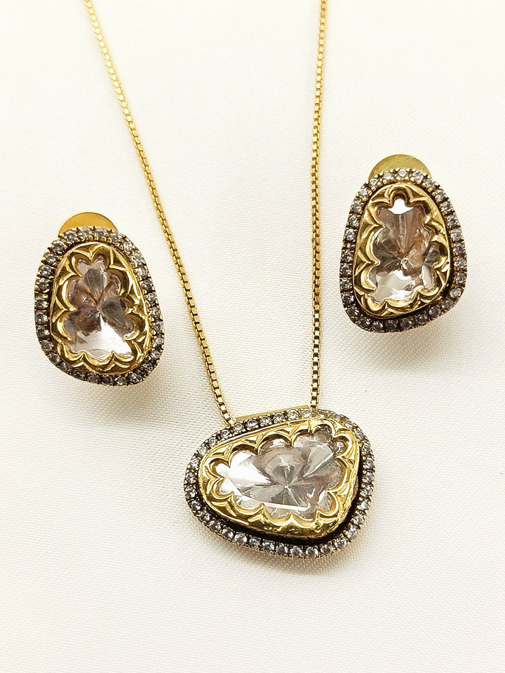 Delja 92.5 Silver Moissonite Pendant Set - qivii