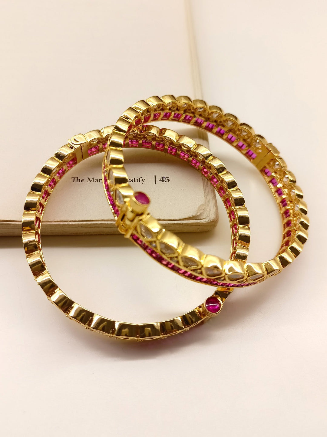 Giselle Majenta Kundan Bangle Pair - qivii