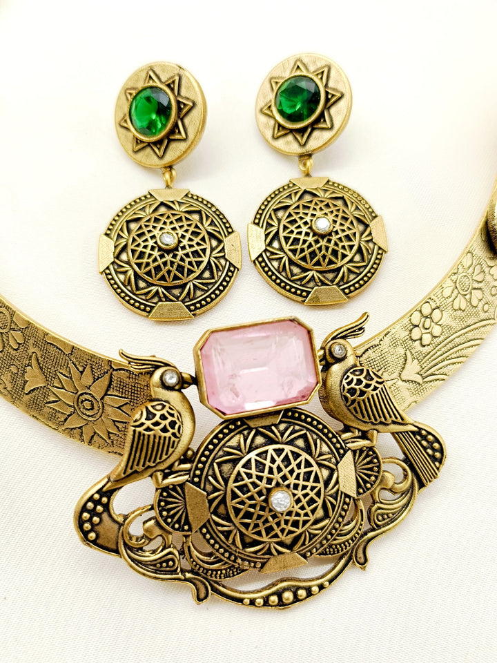 Ananya P & G Hasli Style Antique Necklace Set - qivii