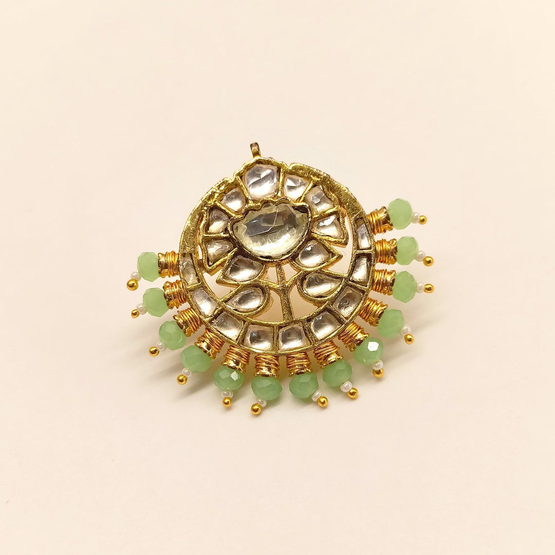 Green Pachi Kundan Tops with stunning Kundan work and mint green hangings