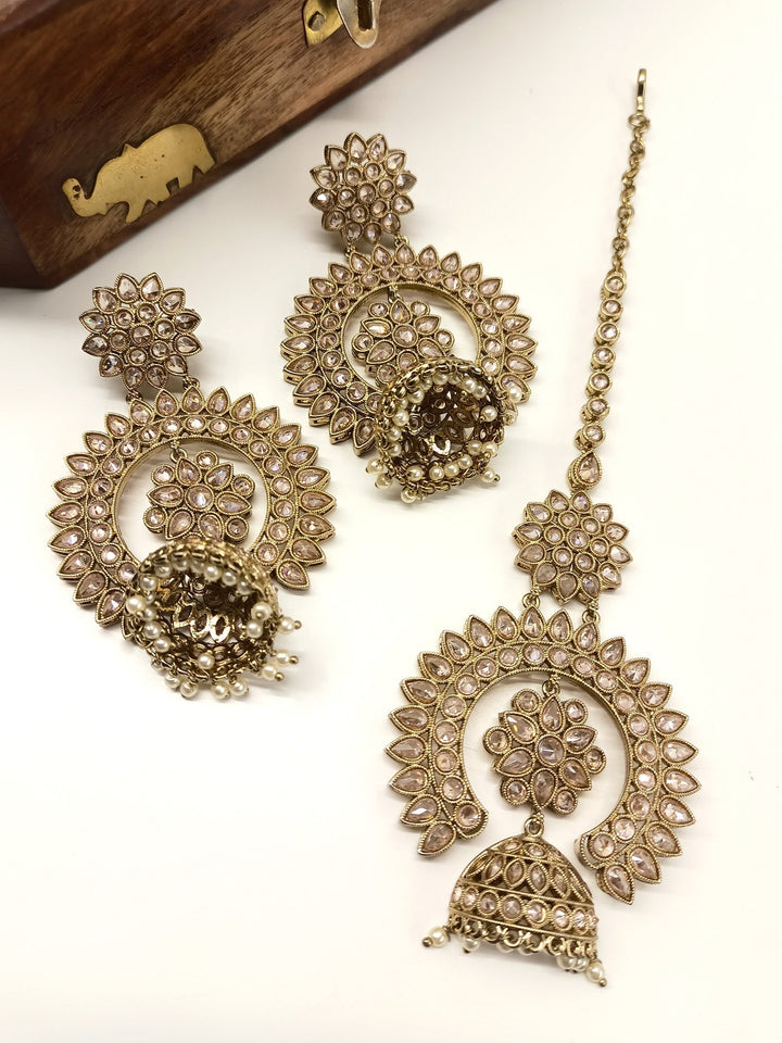 Gori Copper Polki Jhumki With Teeka - qivii