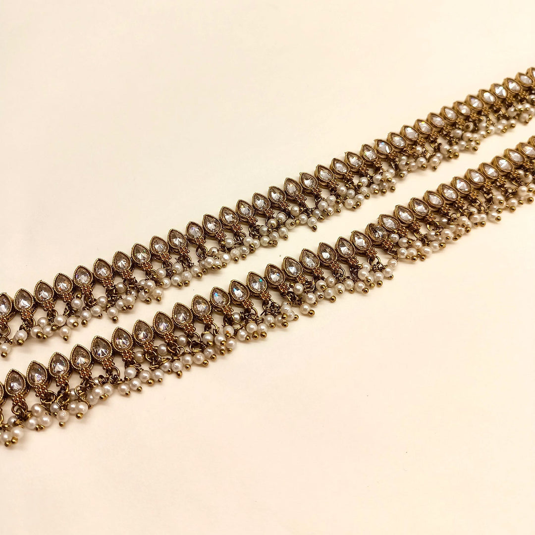 Unnati White Polki Payal /Anklet - qivii