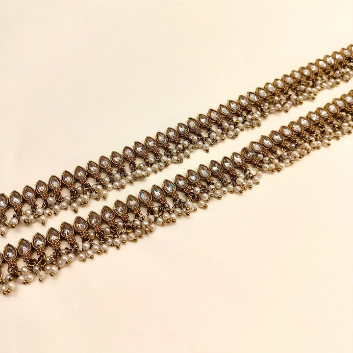 Unnati White Polki Payal /Anklet - qivii