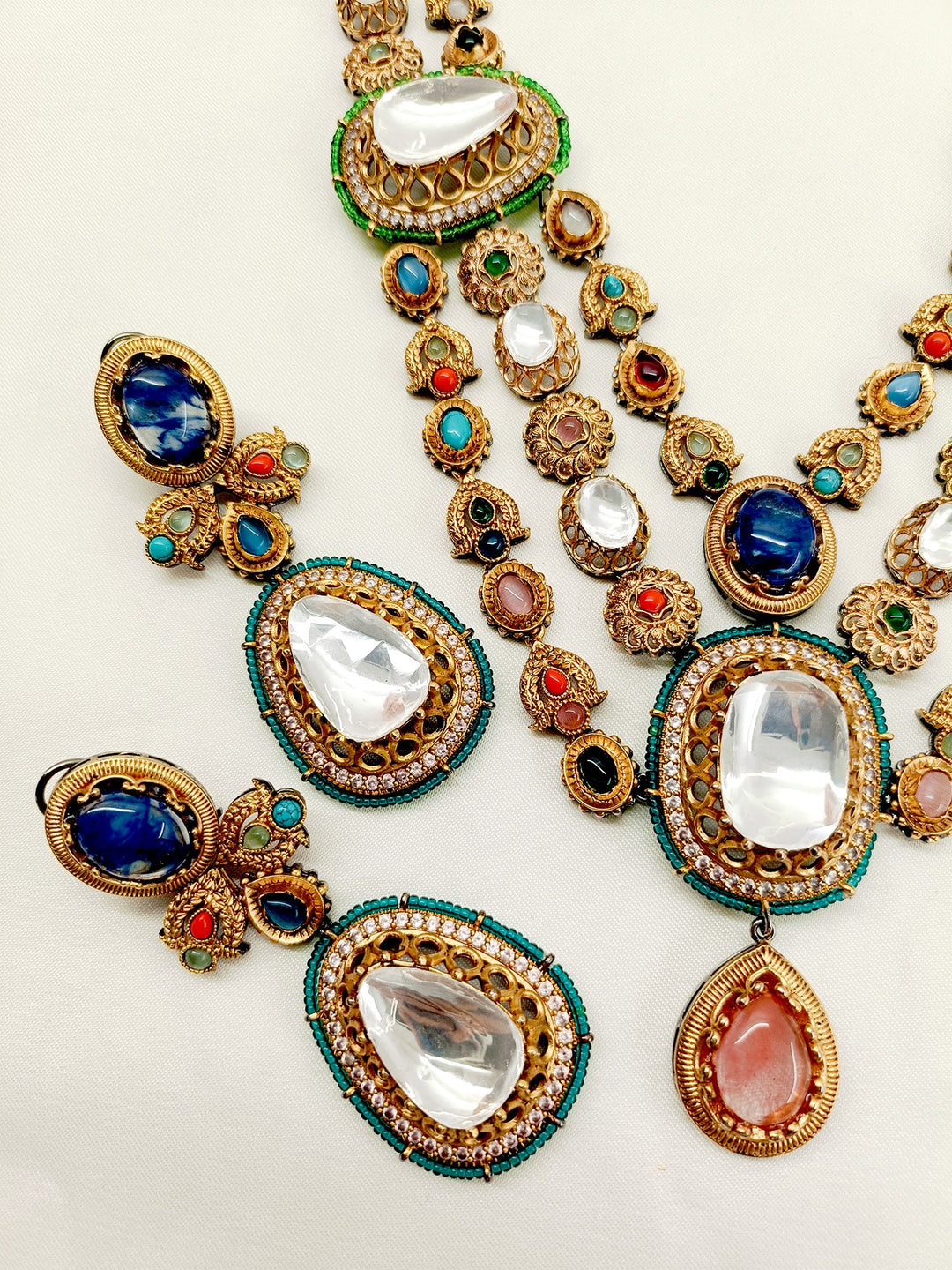 Navi Navaratna Victorian Necklace Set - qivii
