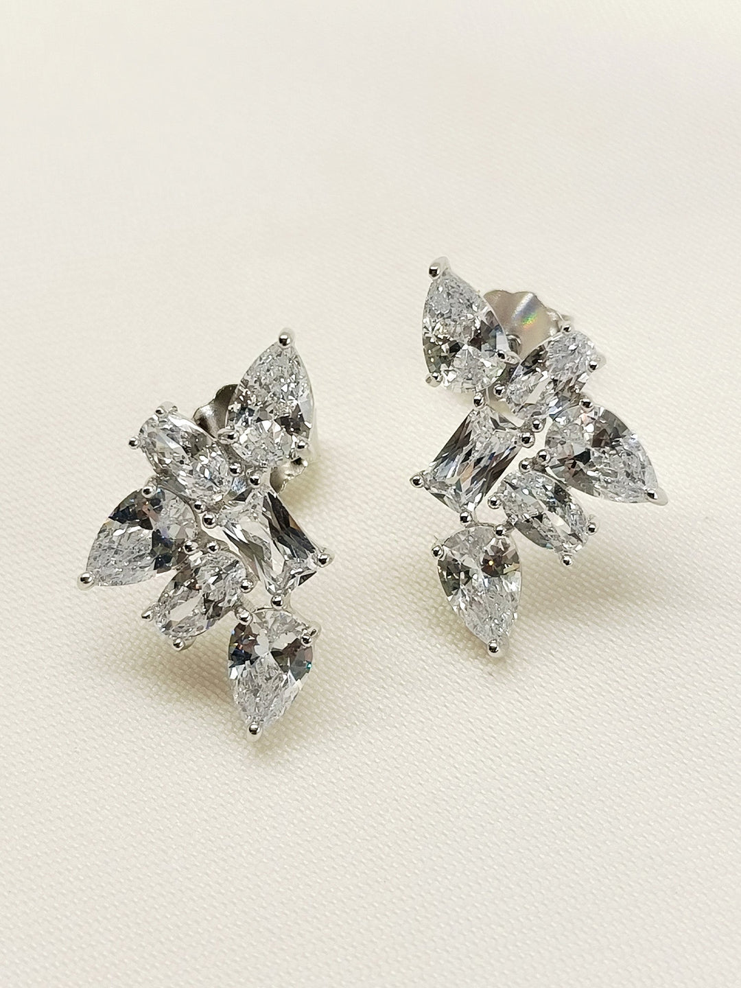Samiya 92.5 Silver Swarovski Stone Tops - qivii